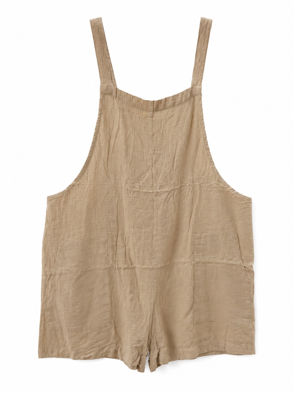 Cupshe Tan Square Neck Sleeveless Romper with Pockets
